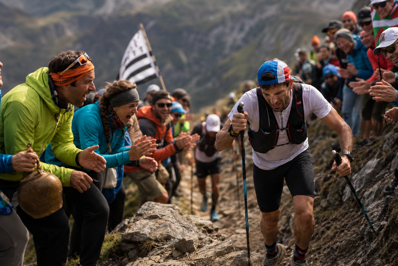 A group of trail runners on the course together